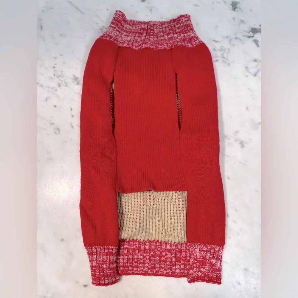 REINDEER BOWTIE Marbled Knit Sweater Dog Size Large - Picture 3 of 7